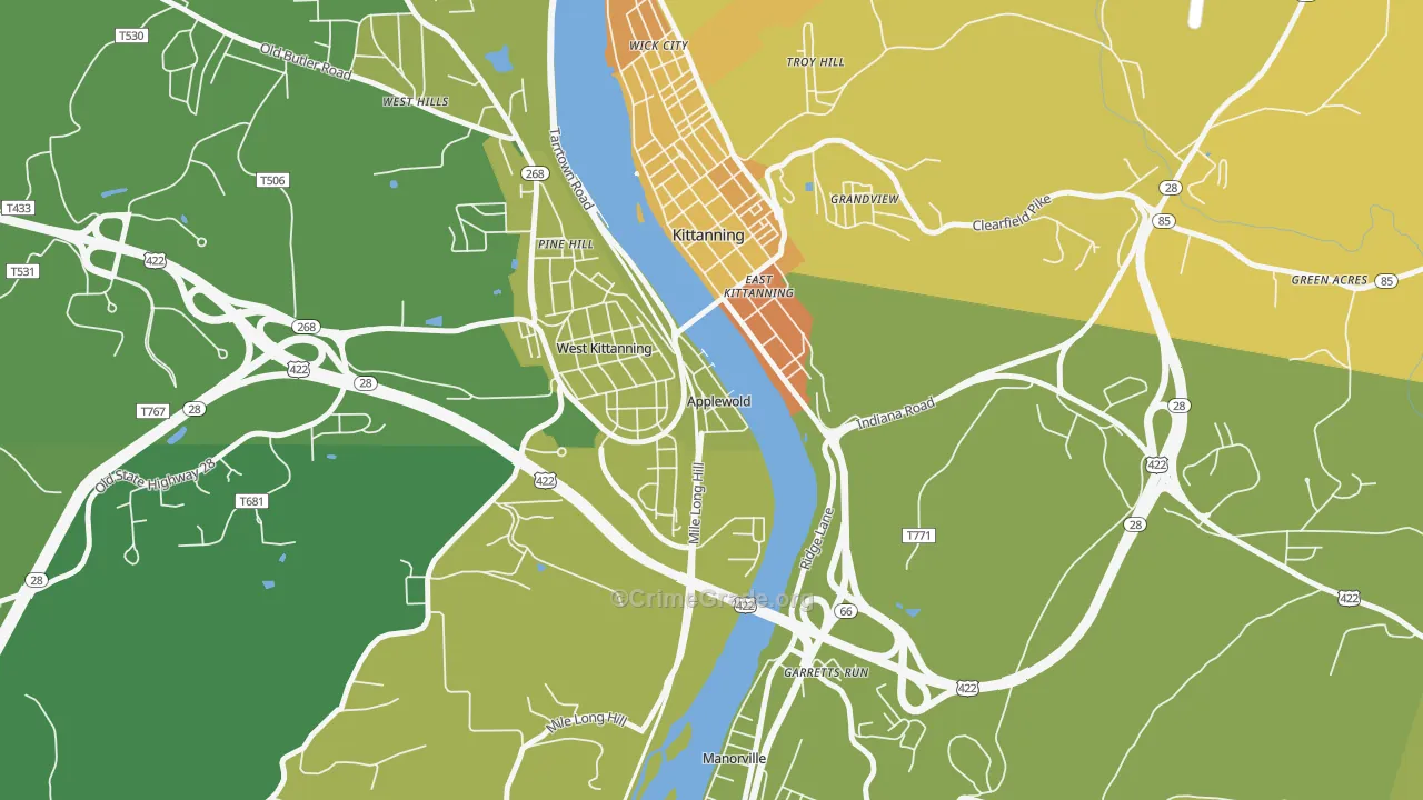 Applewold, PA Map of Murder Rates