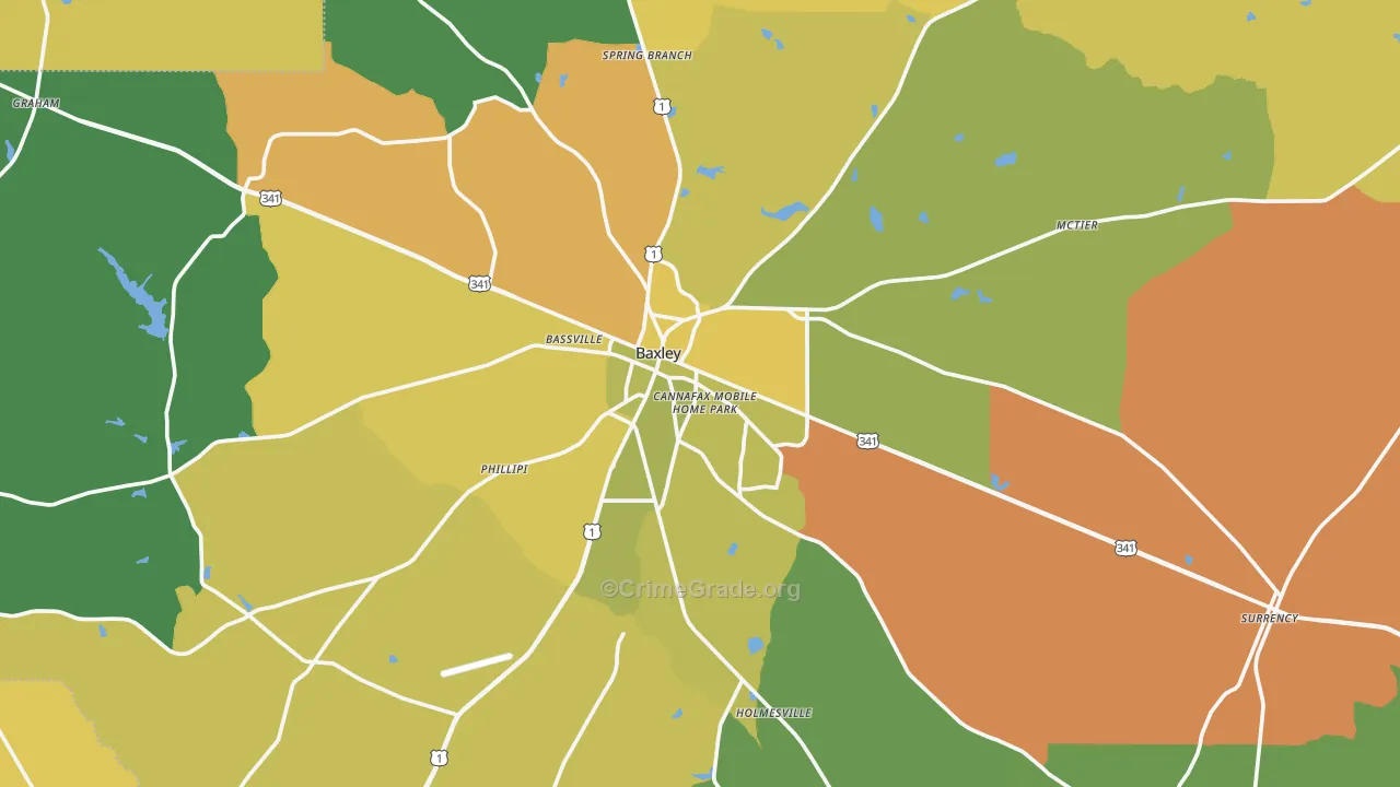 Appling County, GA Map of Murder Rates