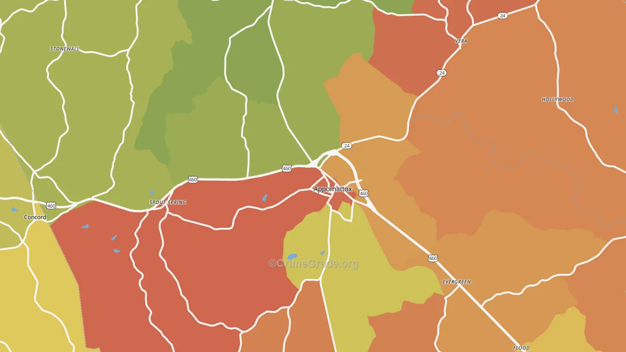 Appomattox County, VA Map of Murder Rates