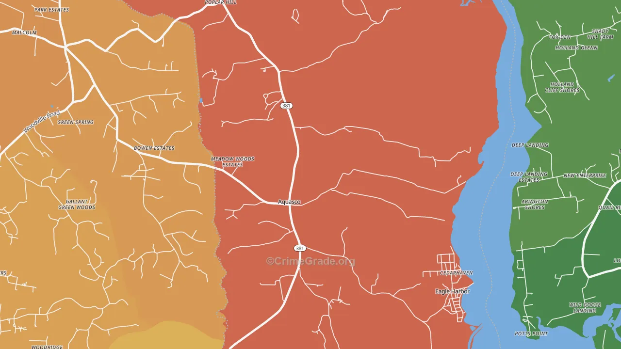 Aquasco, MD Map of Murder Rates