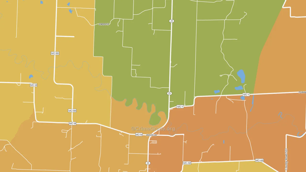 Aquilla, MO Map of Murder Rates