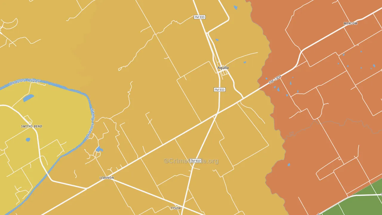Aquilla, TX Map of Murder Rates