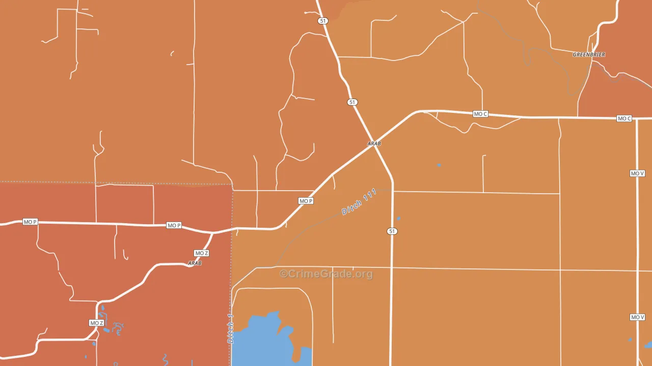 Arab, MO Map of Murder Rates