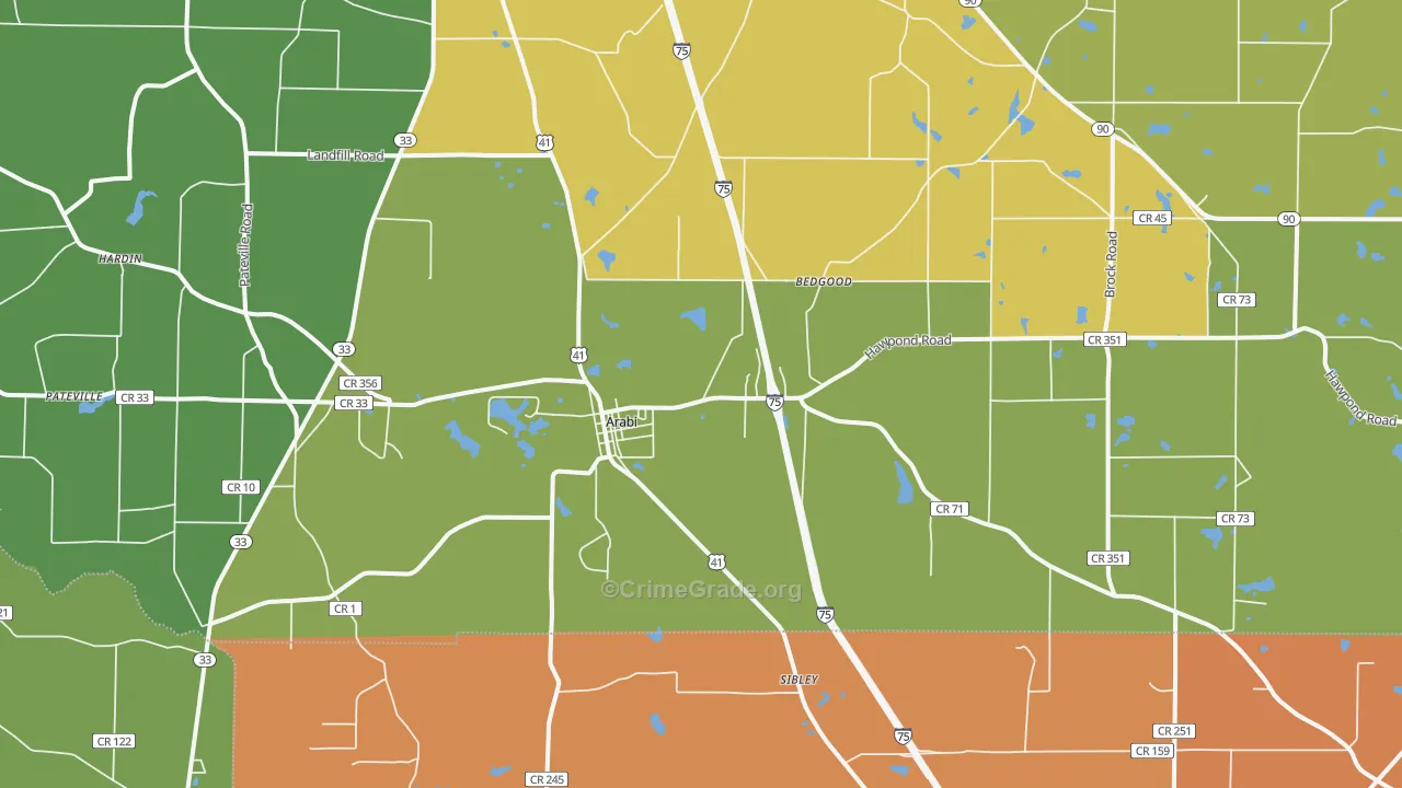 Arabi, GA Map of Murder Rates