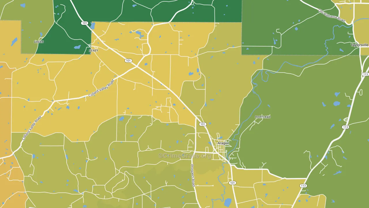 Aragon, GA Map of Murder Rates