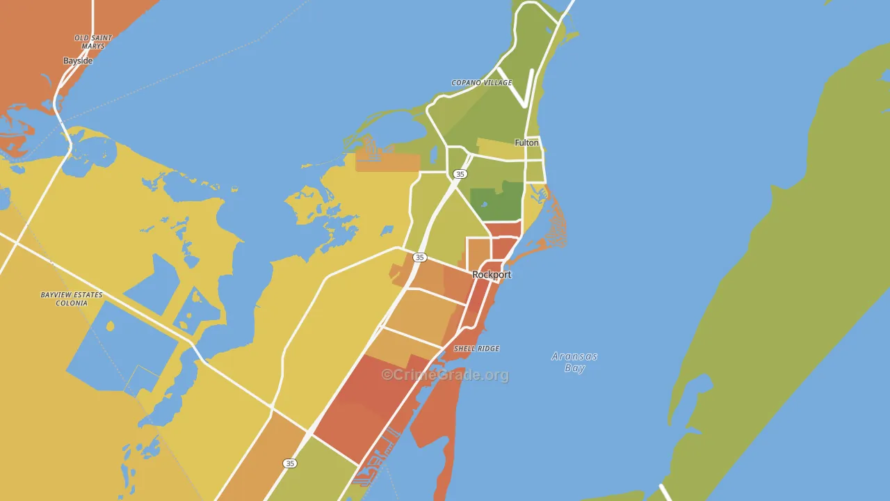 Aransas County, TX Map of Murder Rates