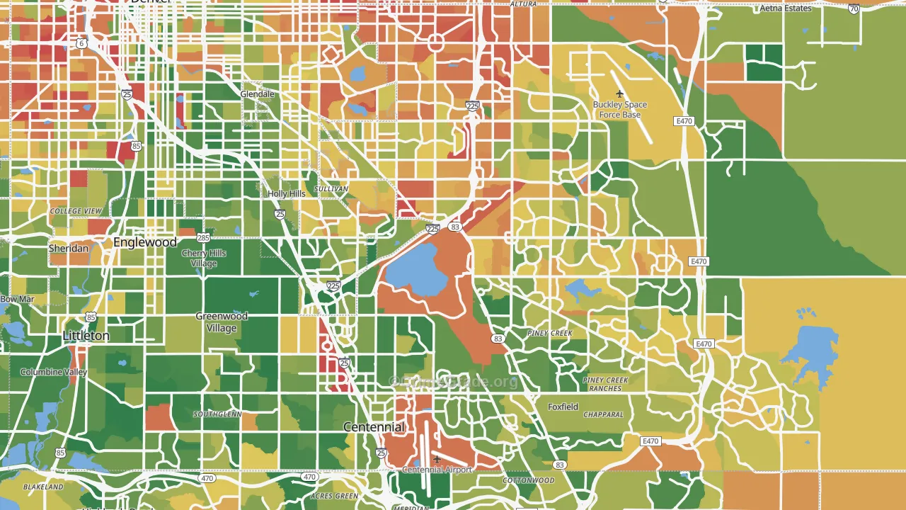 Arapahoe County, CO Map of Murder Rates