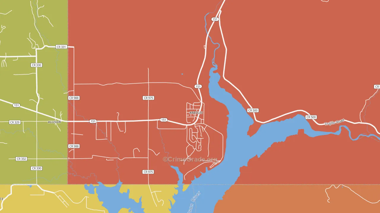 Arboles, CO Map of Murder Rates