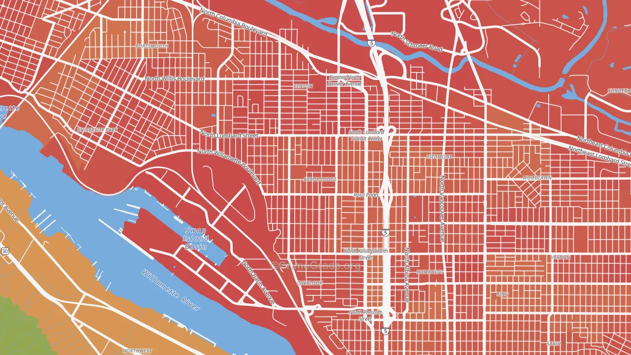 Arbor Lodge, Portland, OR Map of Murder Rates