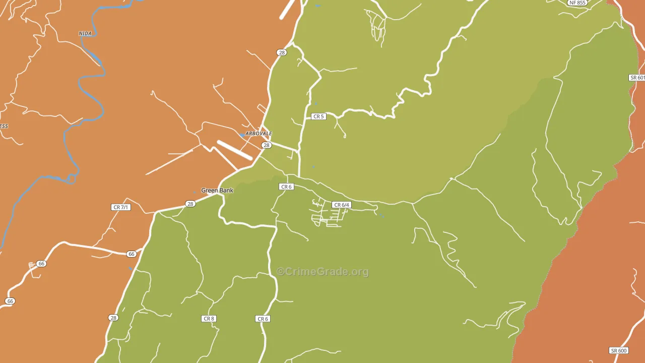 Arbovale, WV Map of Murder Rates