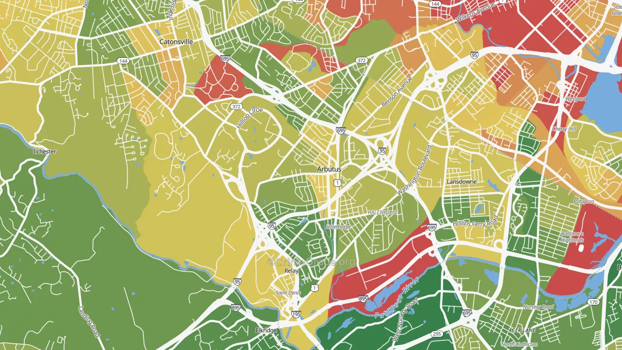 Arbutus, MD Map of Murder Rates