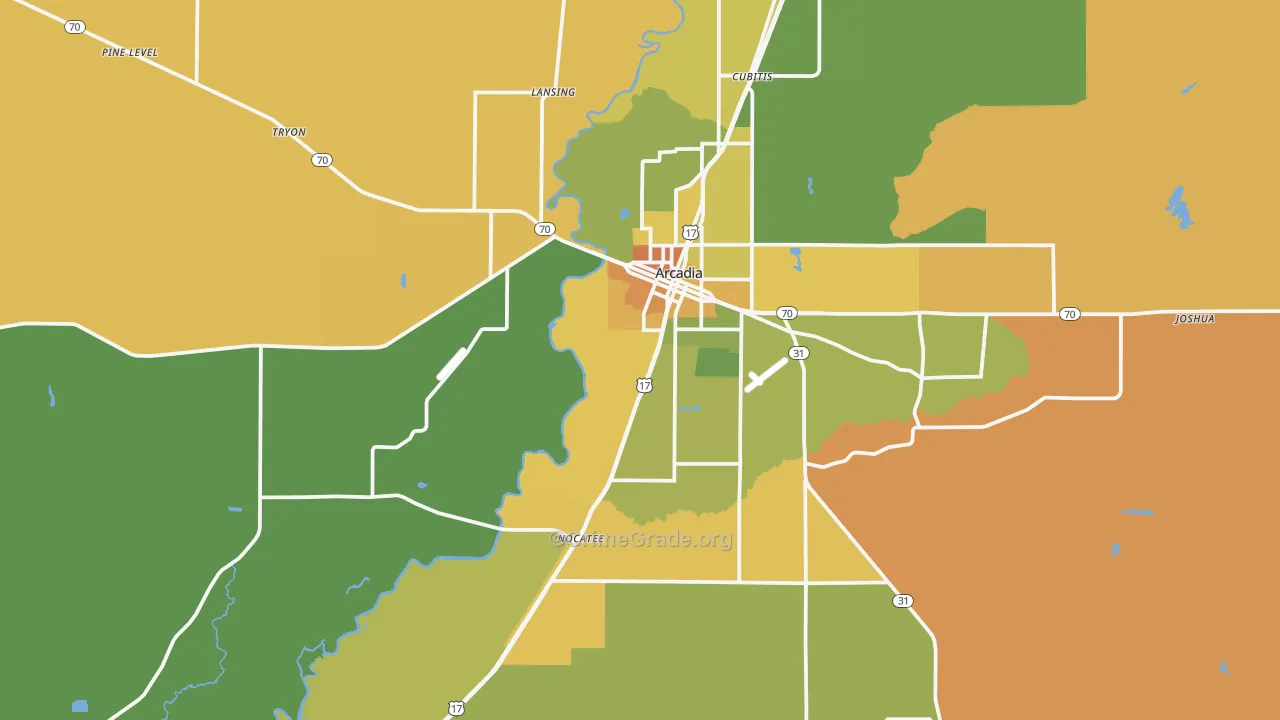 Arcadia, FL Map of Murder Rates