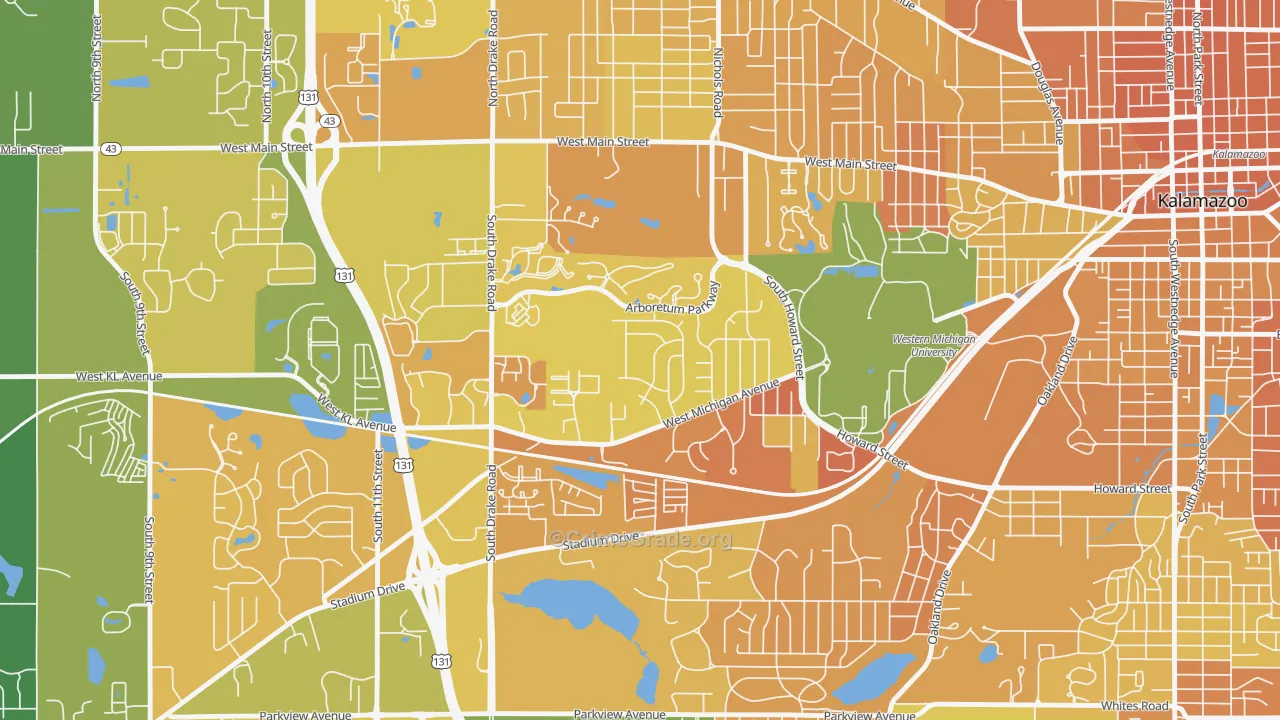 Arcadia, Kalamazoo, MI Map of Murder Rates