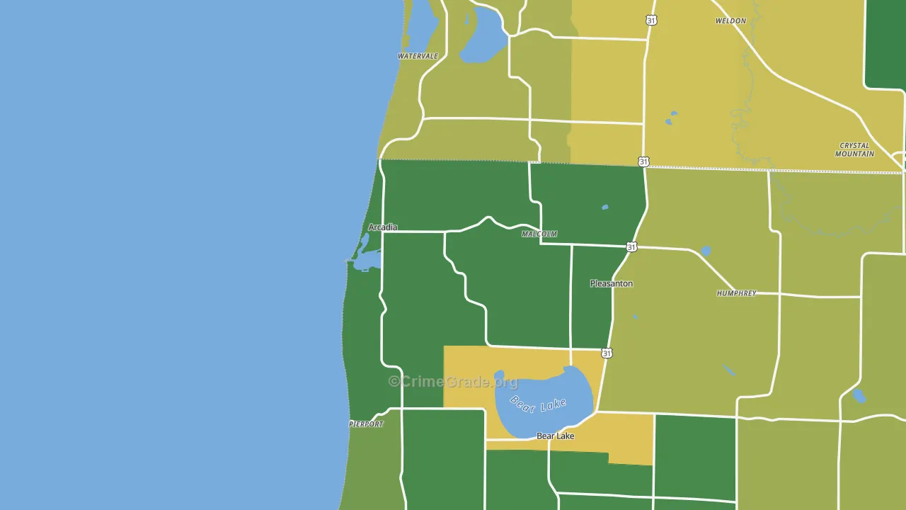 Arcadia, MI Map of Murder Rates