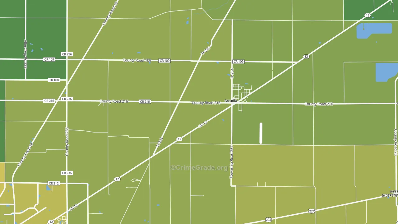 Arcadia, OH Map of Murder Rates