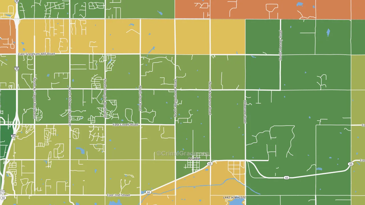 Arcadia, OK Map of Murder Rates