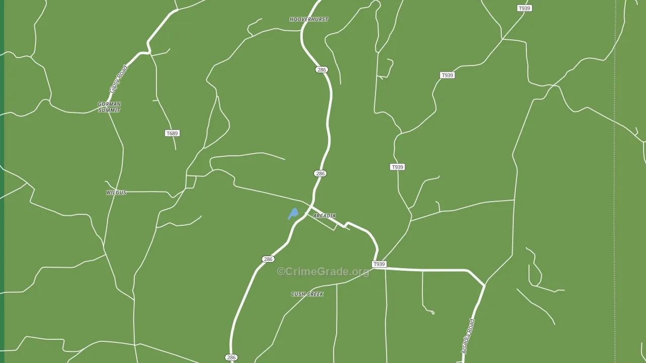 Arcadia, PA Map of Murder Rates