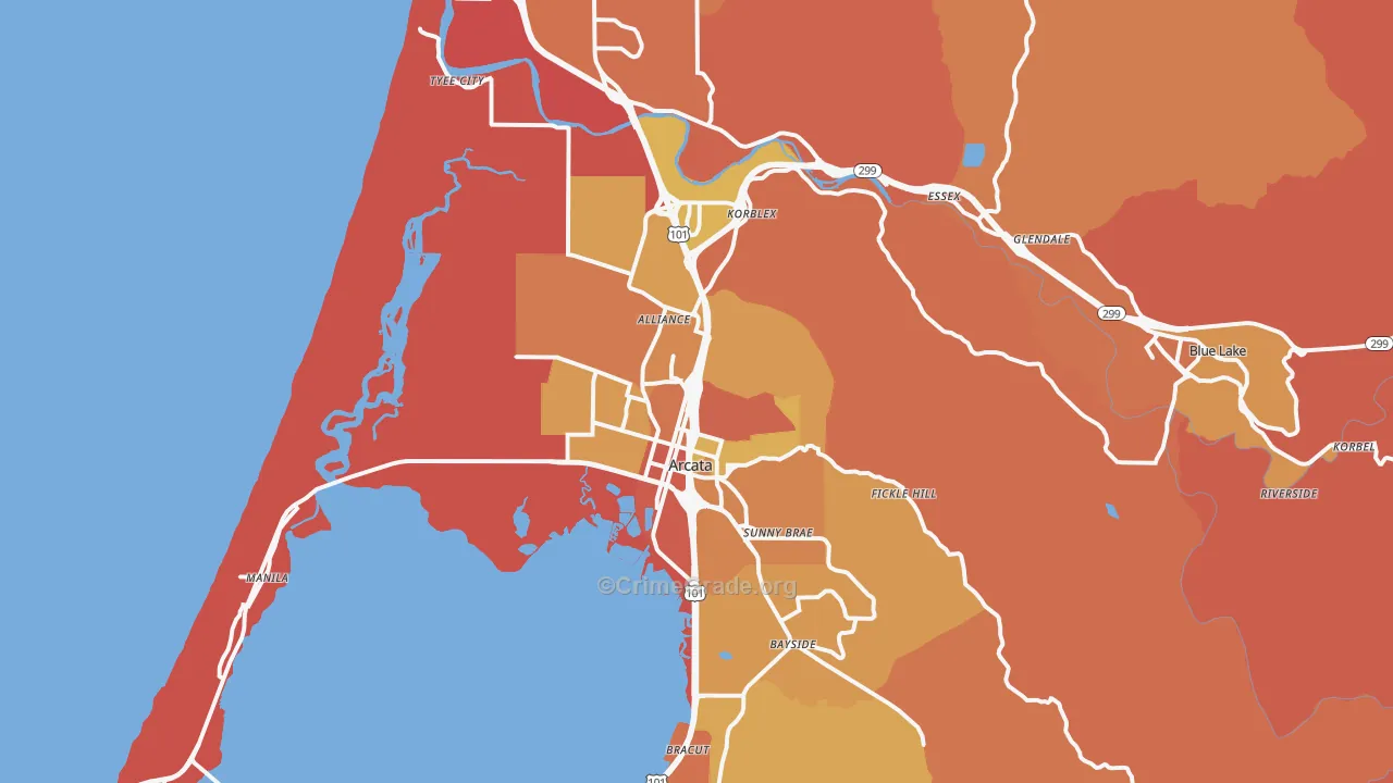 Arcata, CA Map of Murder Rates