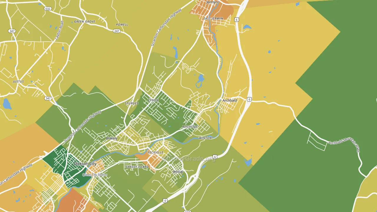 Archbald, PA Map of Murder Rates