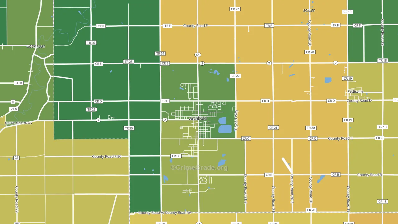 Archbold, OH Map of Murder Rates