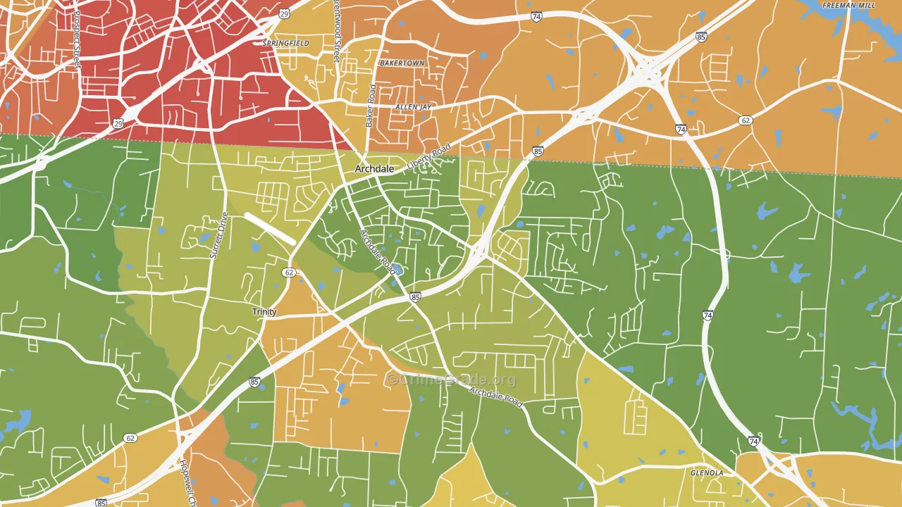 Archdale, NC Map of Murder Rates