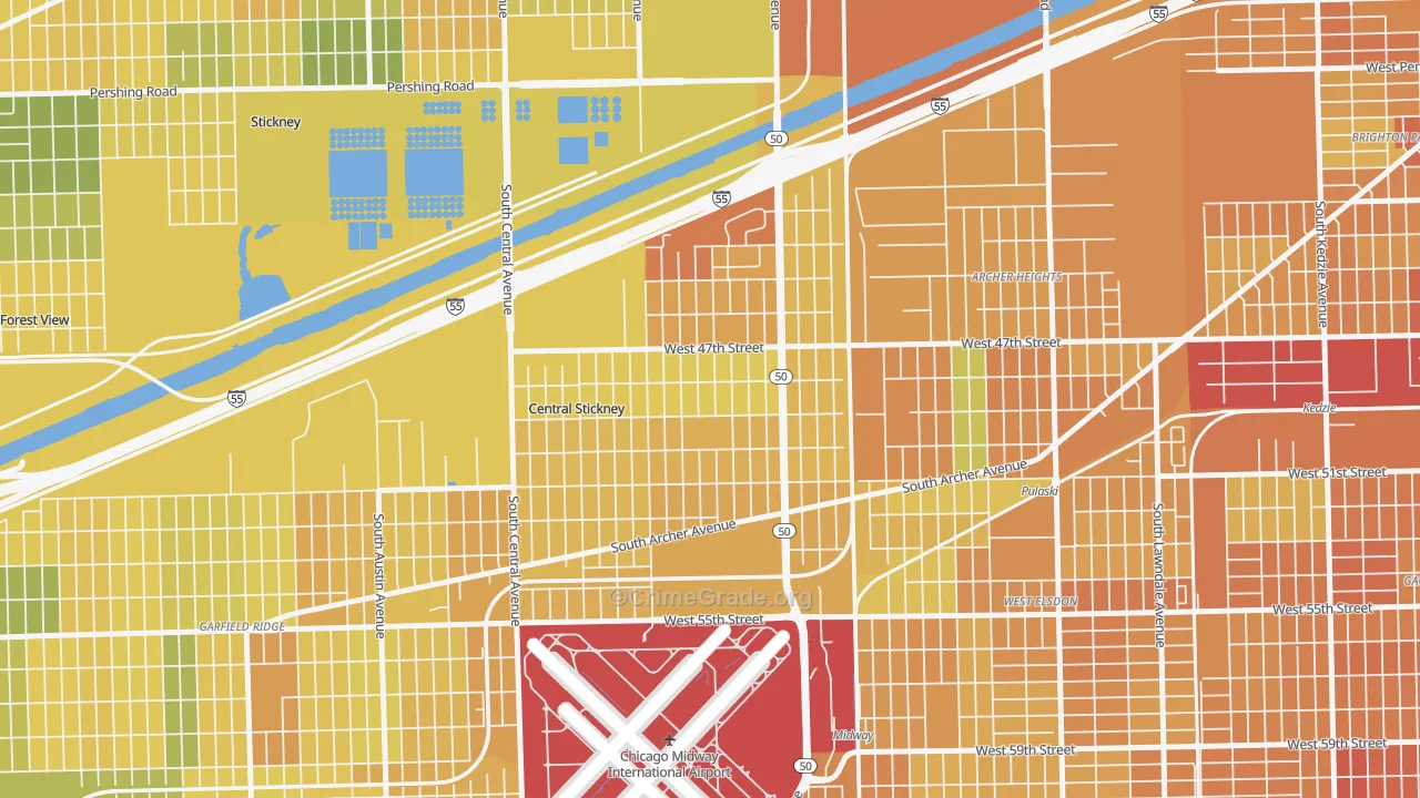 Archer Limits, Chicago, IL Map of Murder Rates