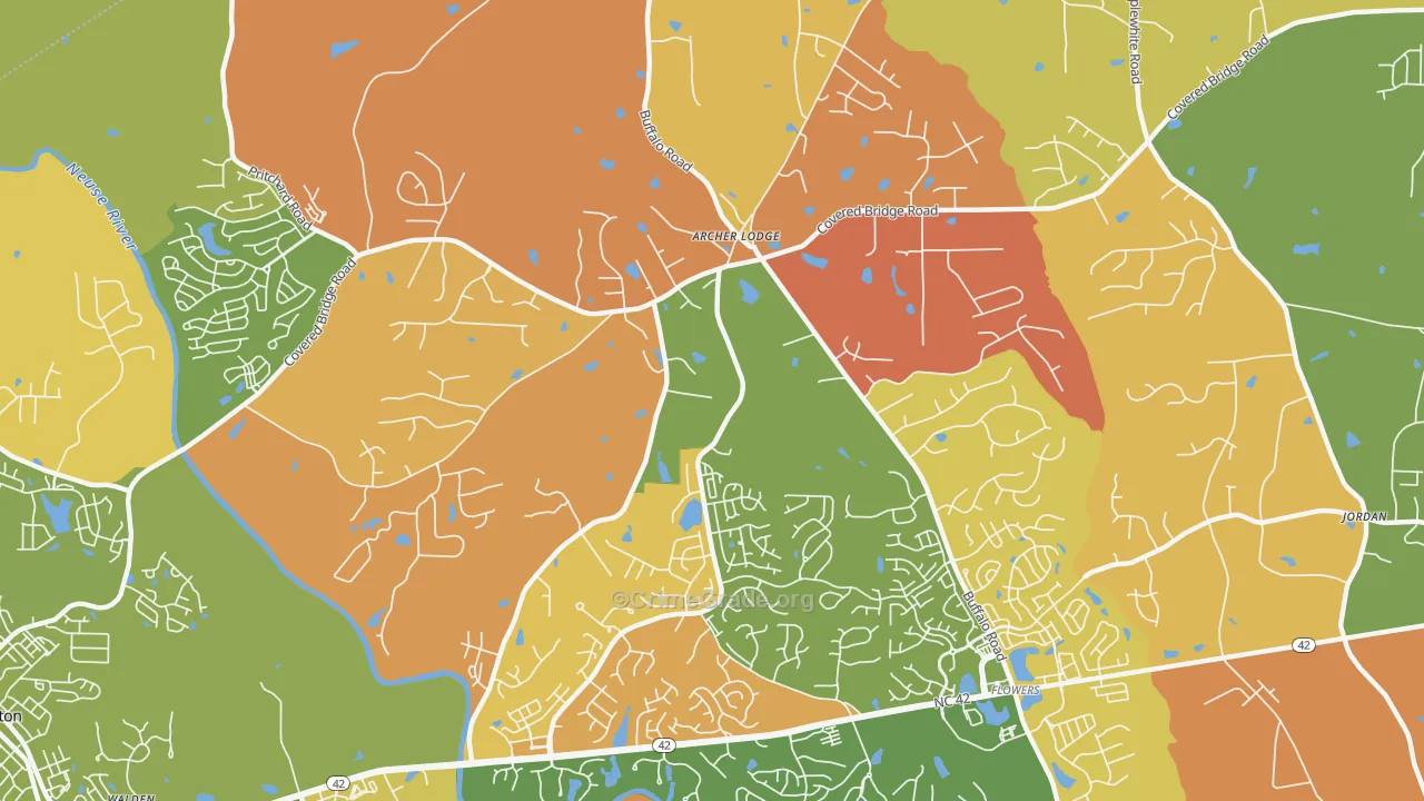 Archer Lodge, NC Map of Murder Rates