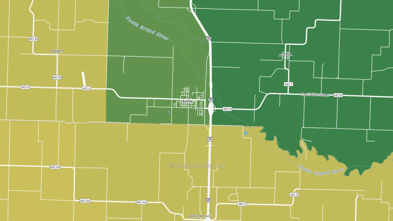 Archie, MO Map of Murder Rates