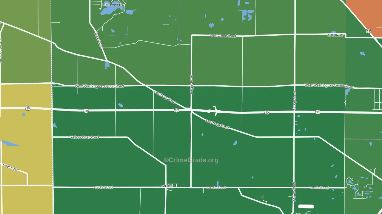 Arcola, IN Map of Murder Rates