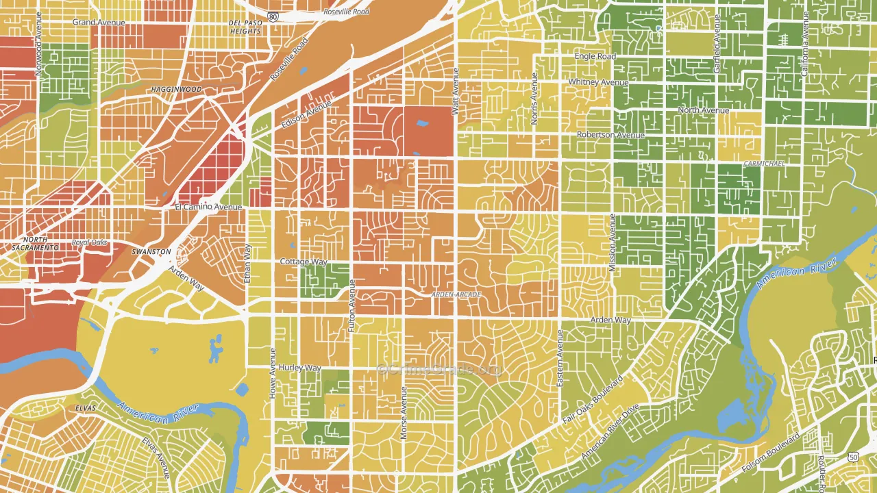 Arden-Arcade, CA Map of Murder Rates
