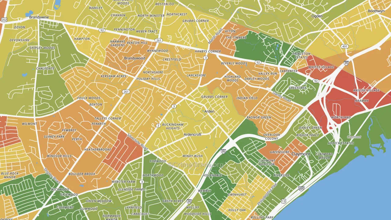 Arden, DE Map of Murder Rates