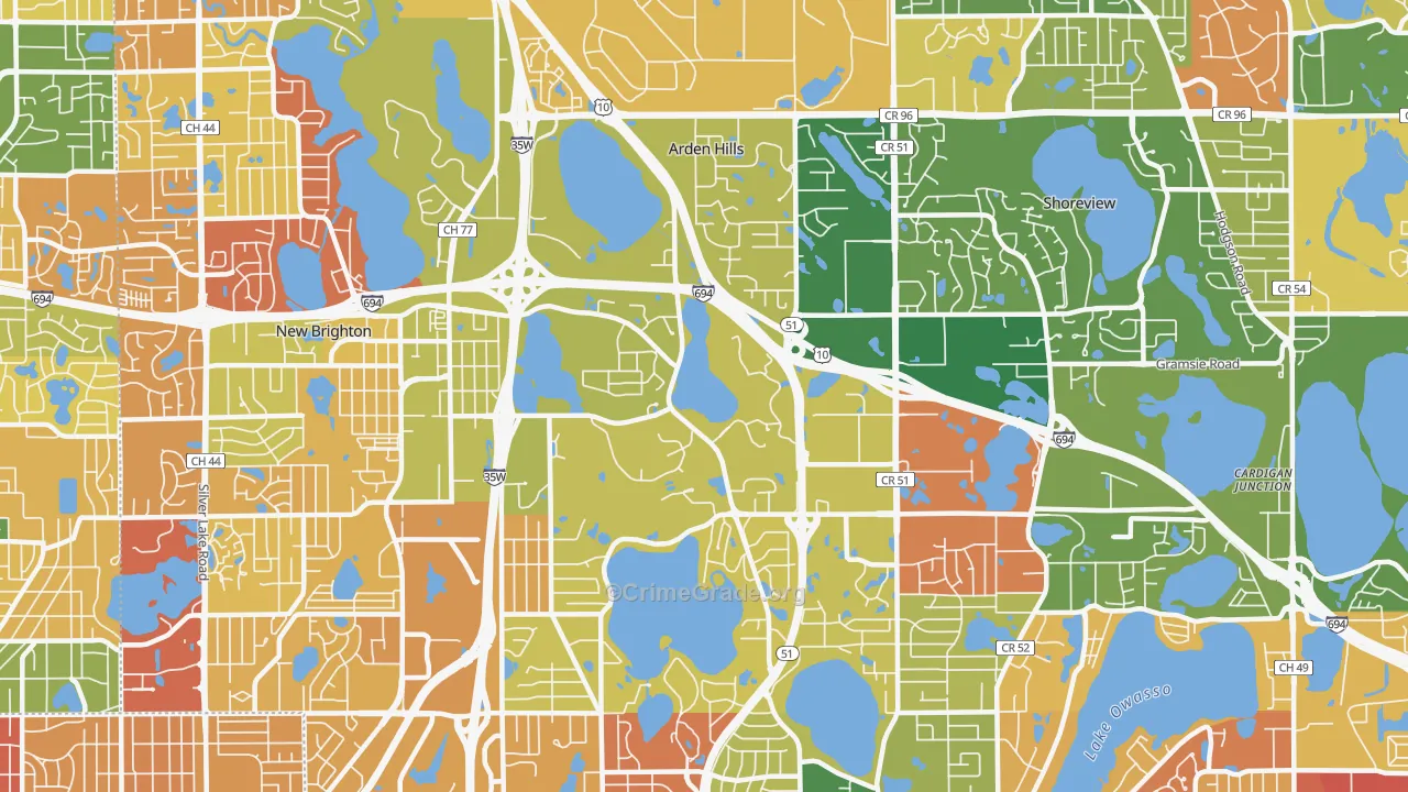 Arden Hills, MN Map of Murder Rates