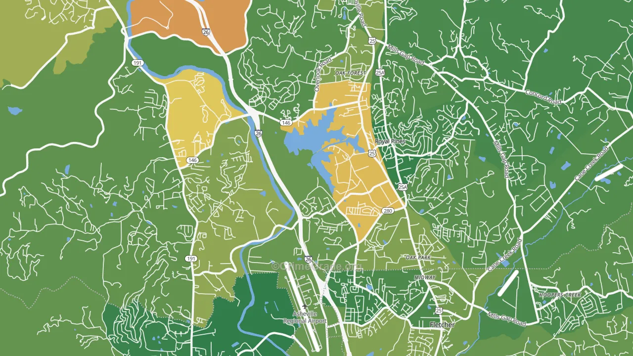 Arden, NC Map of Murder Rates