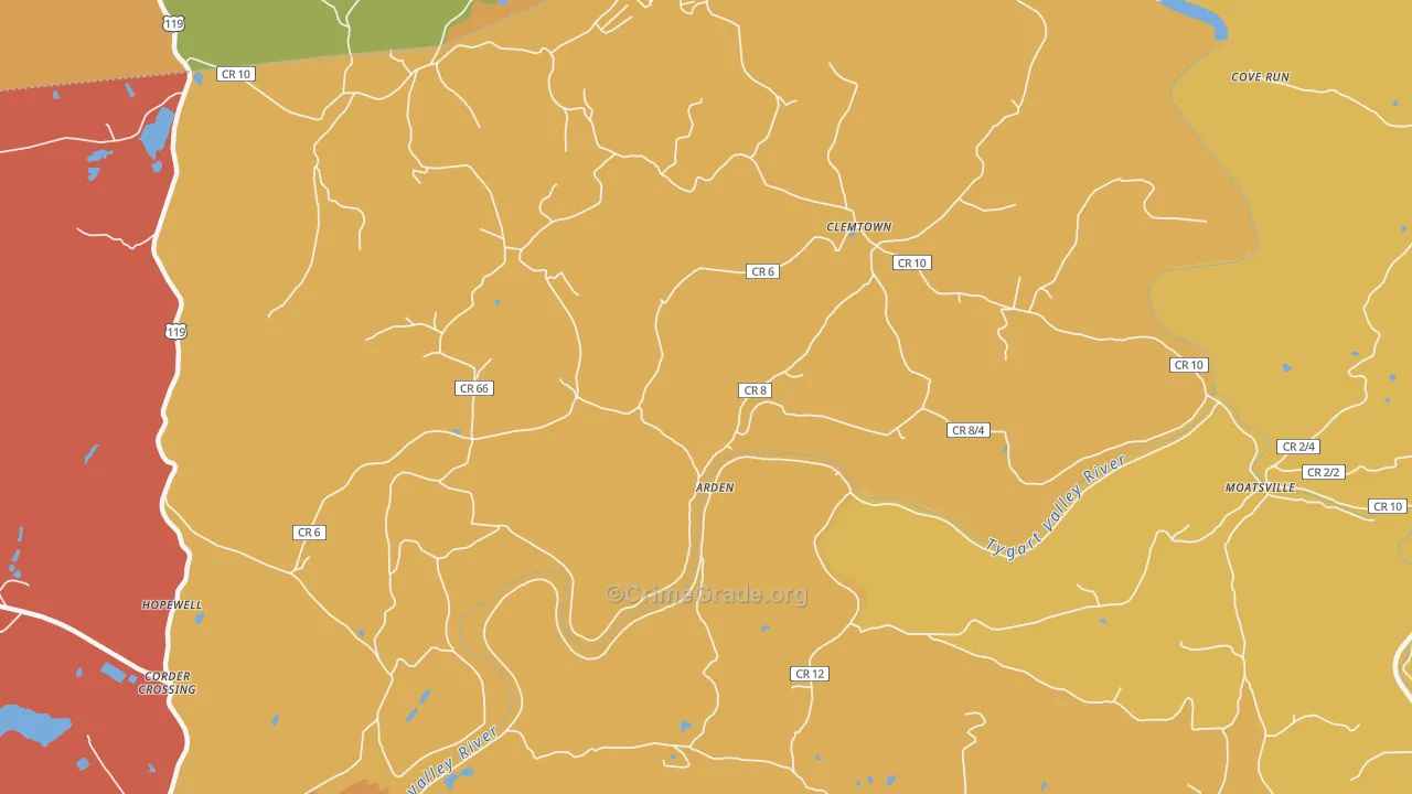 Arden, WV Map of Murder Rates