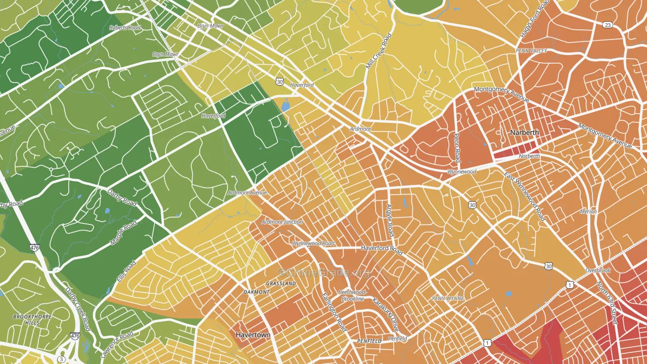 Ardmore, PA Map of Murder Rates