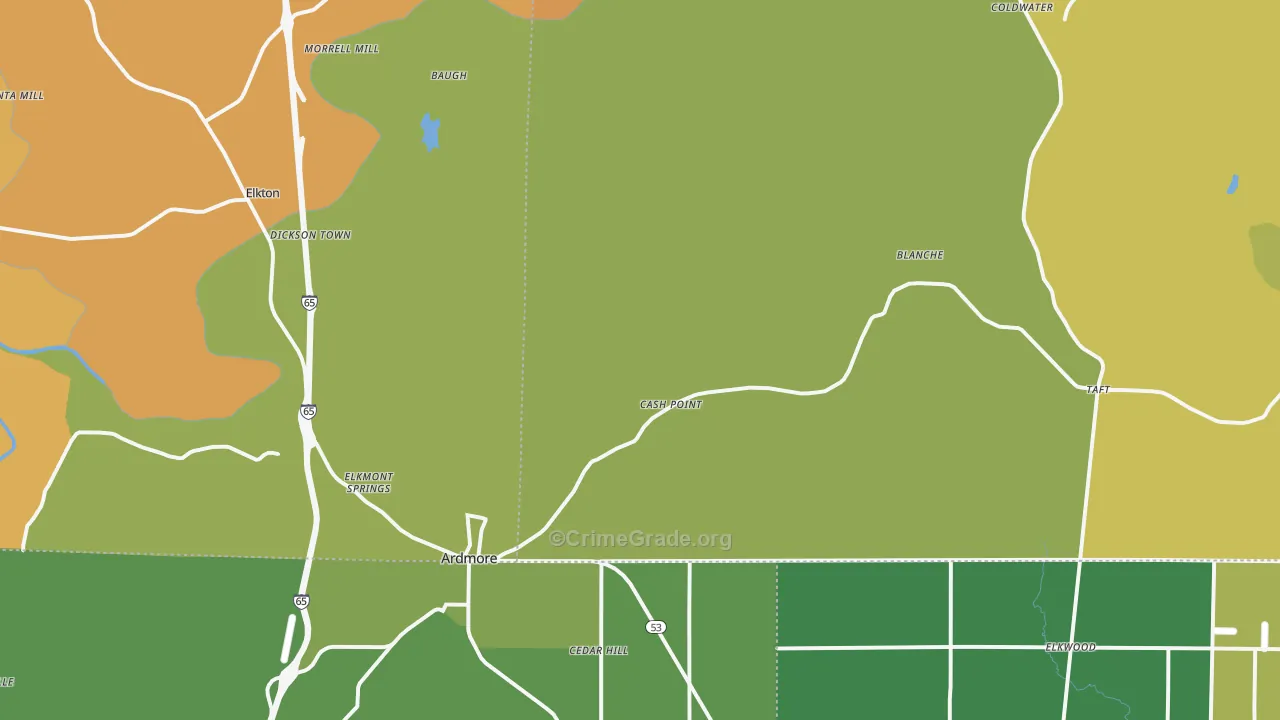 Ardmore, TN Map of Murder Rates