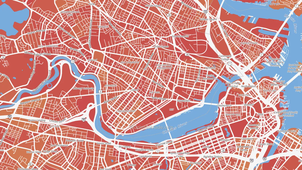 Area IV, Cambridge, MA Map of Murder Rates