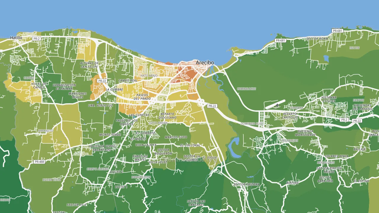 Arecibo, PR Map of Murder Rates