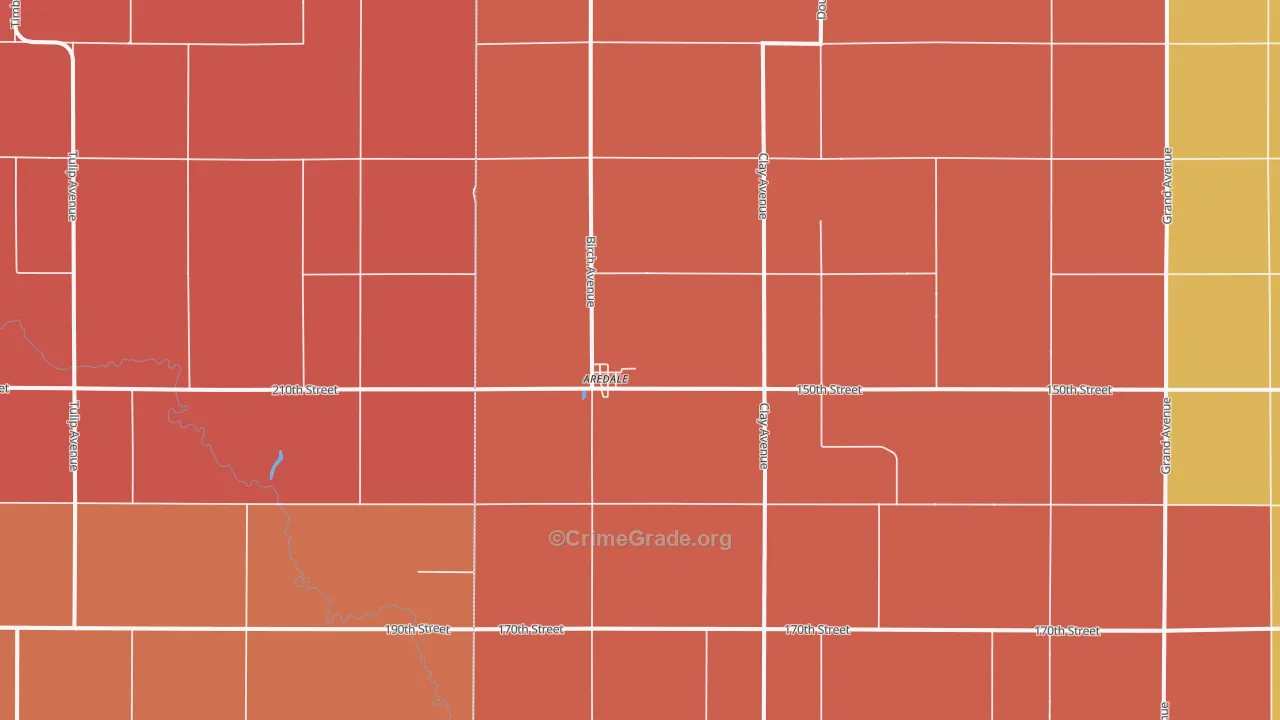 Aredale, IA Map of Murder Rates