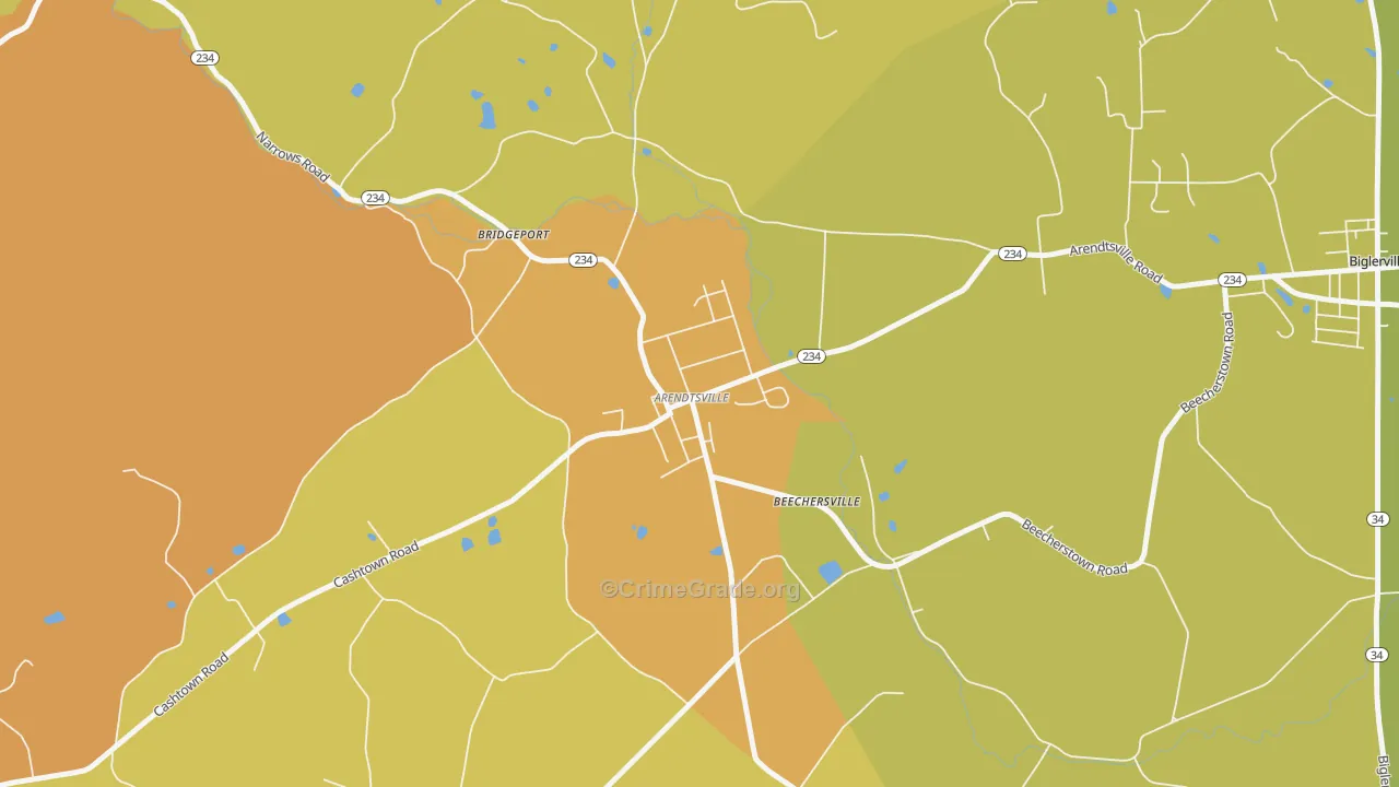 Arendtsville, PA Map of Murder Rates