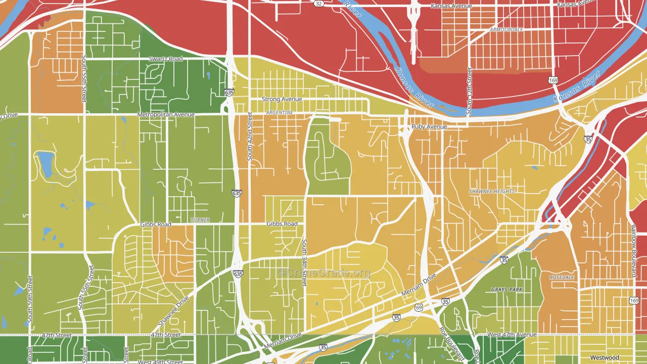 Argentine, Kansas City, KS Map of Murder Rates