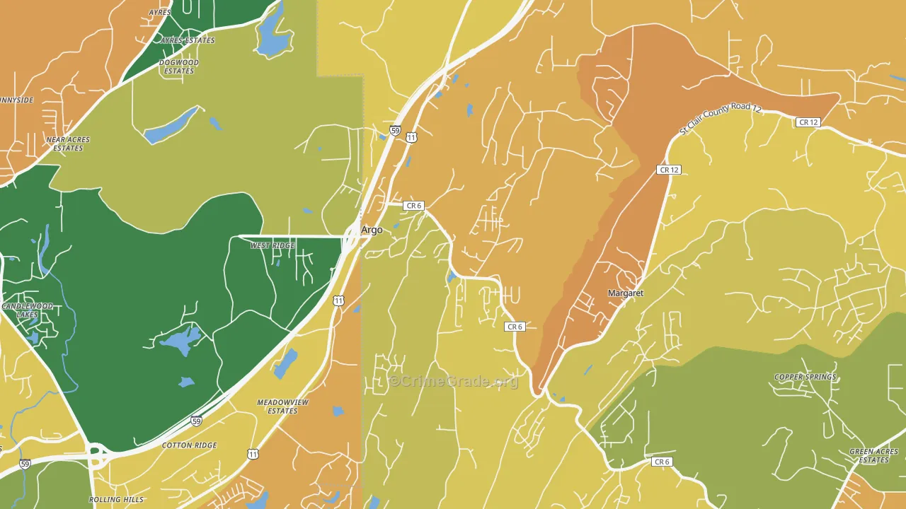 Argo, AL Map of Murder Rates