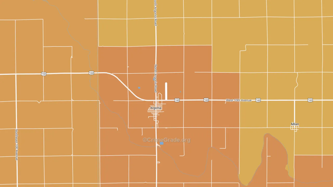 Argonia, KS Map of Murder Rates