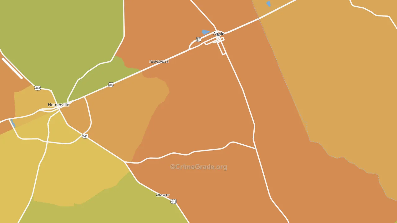 Argyle, GA Map of Murder Rates
