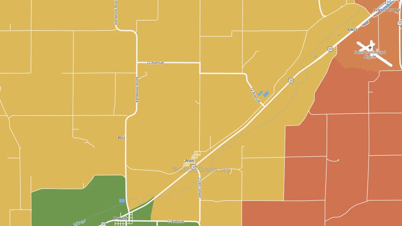 Arion, IA Map of Murder Rates