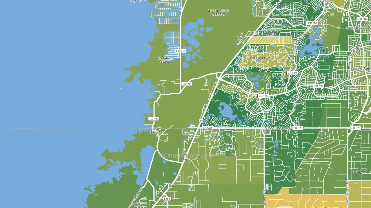 Aripeka, FL Map of Murder Rates
