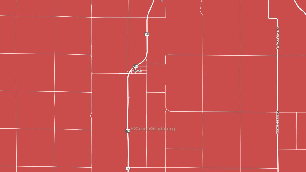 Arispe, IA Map of Murder Rates