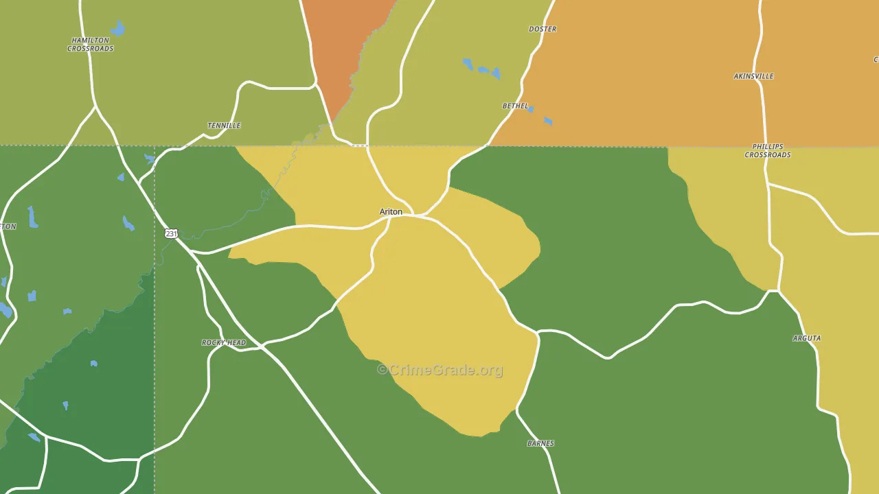Ariton, AL Map of Murder Rates