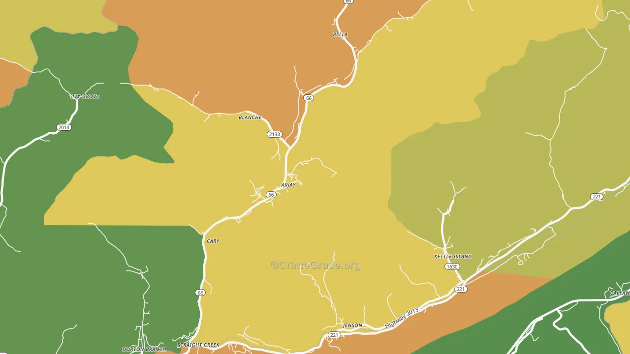 Arjay, KY Map of Murder Rates