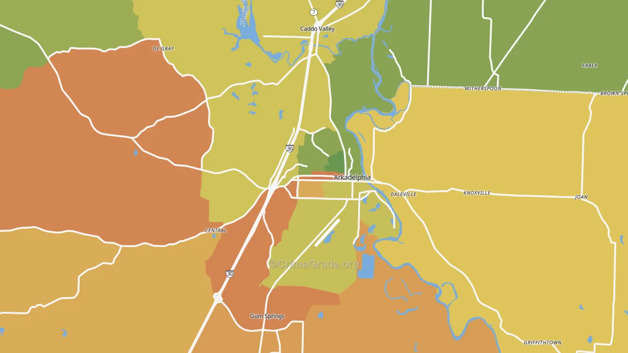 Arkadelphia, AR Map of Murder Rates